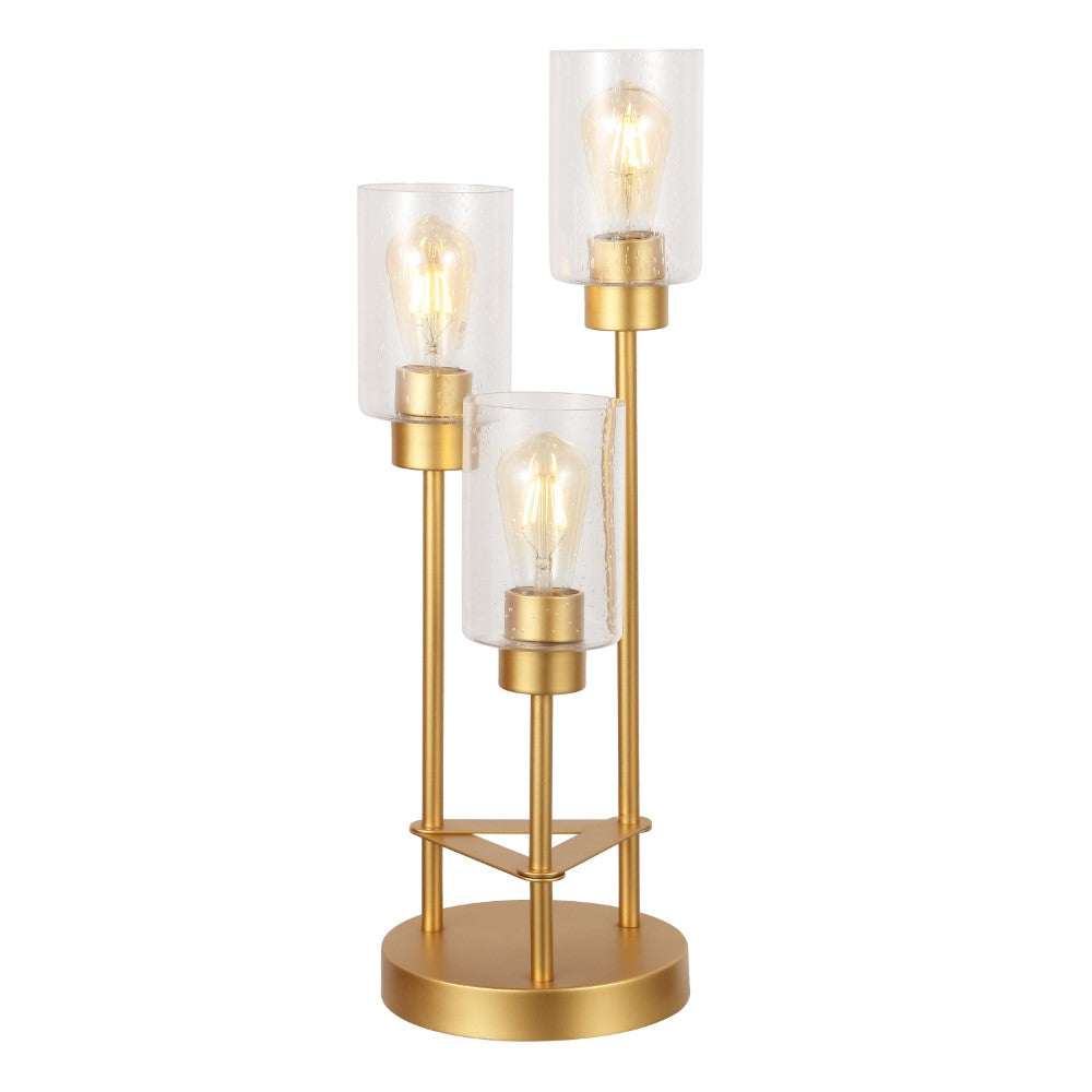 Jackson Modern 20.5" Iron/Seeded Glass Modern Industrial LED Table Lamp
