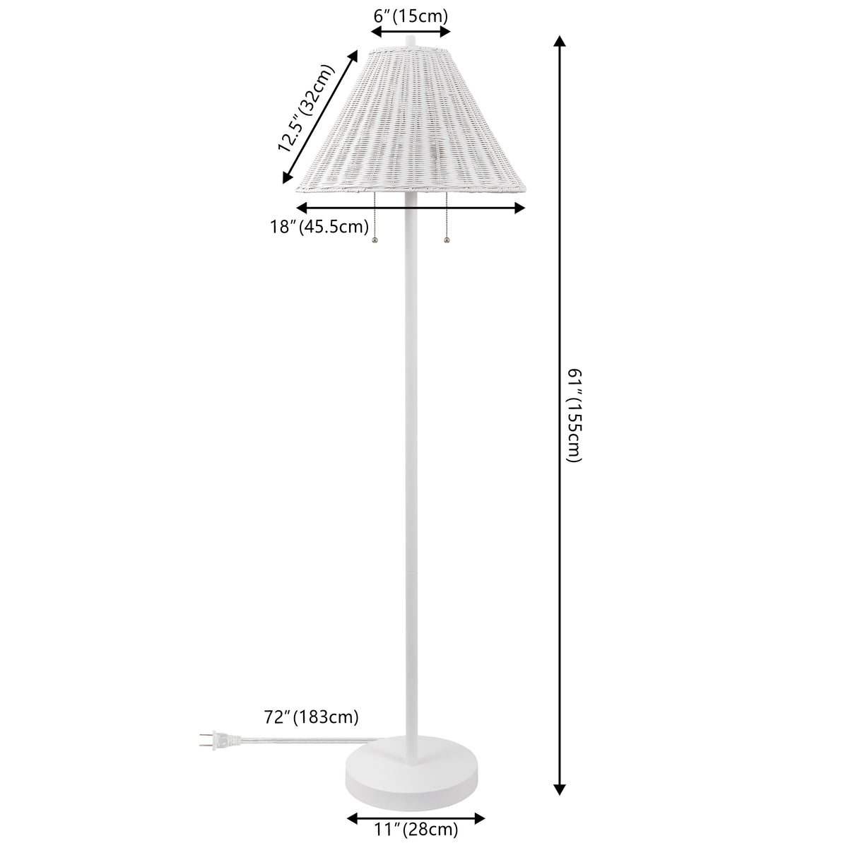 Rattan 61" Coastal Bohemian Iron/Rattan LED Floor Lamp with Pull-Chain