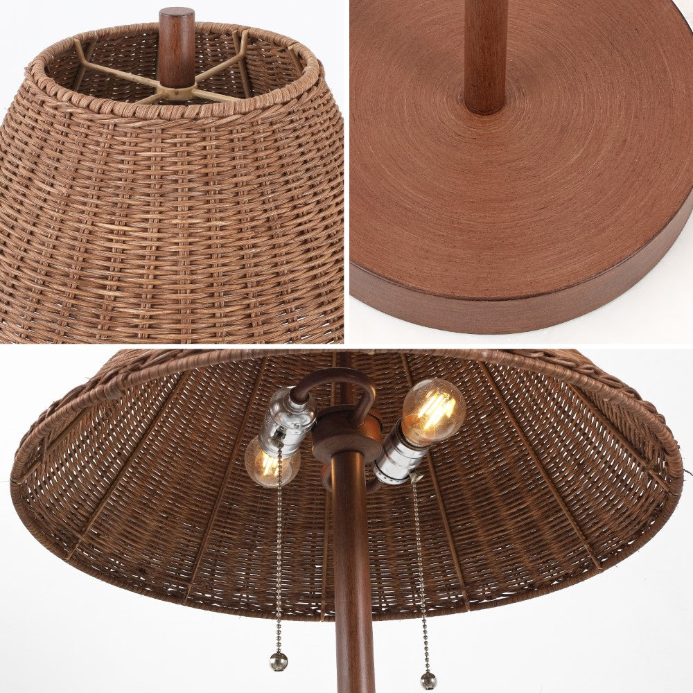 Rattan 61" Coastal Bohemian Iron/Rattan LED Floor Lamp with Pull-Chain