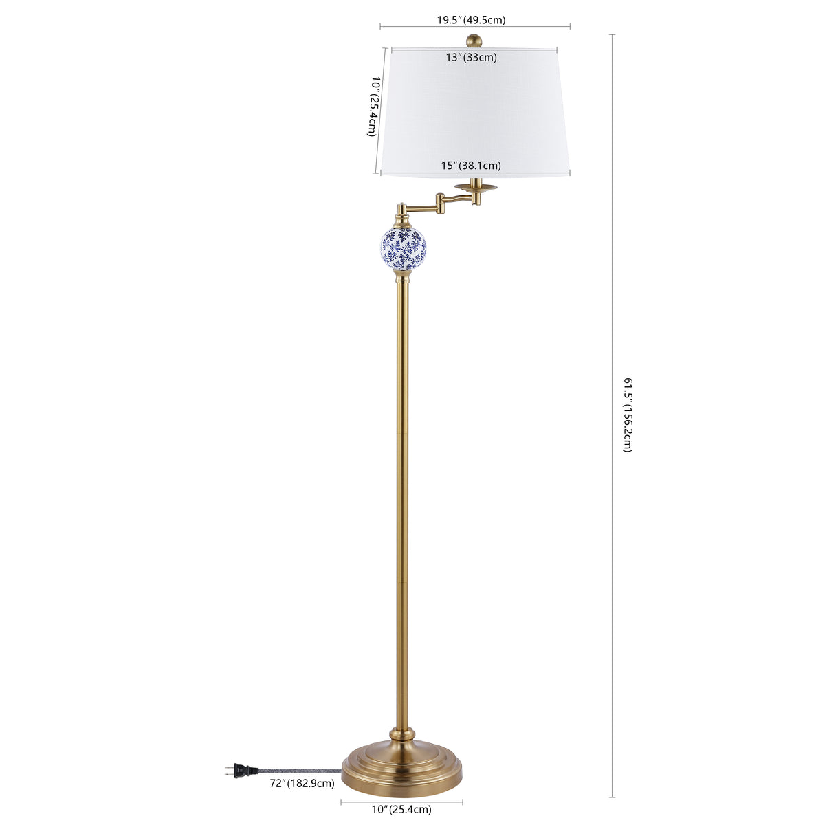 Bradley 61.5" Classic Midcentury Iron LED Floor Lamp