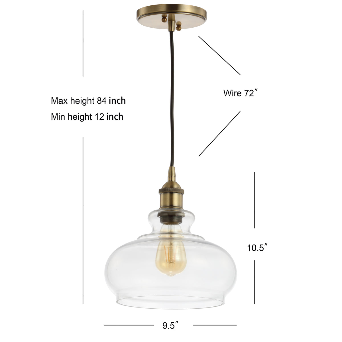Bellflower Adjustable Drop Metal/Glass LED Pendant