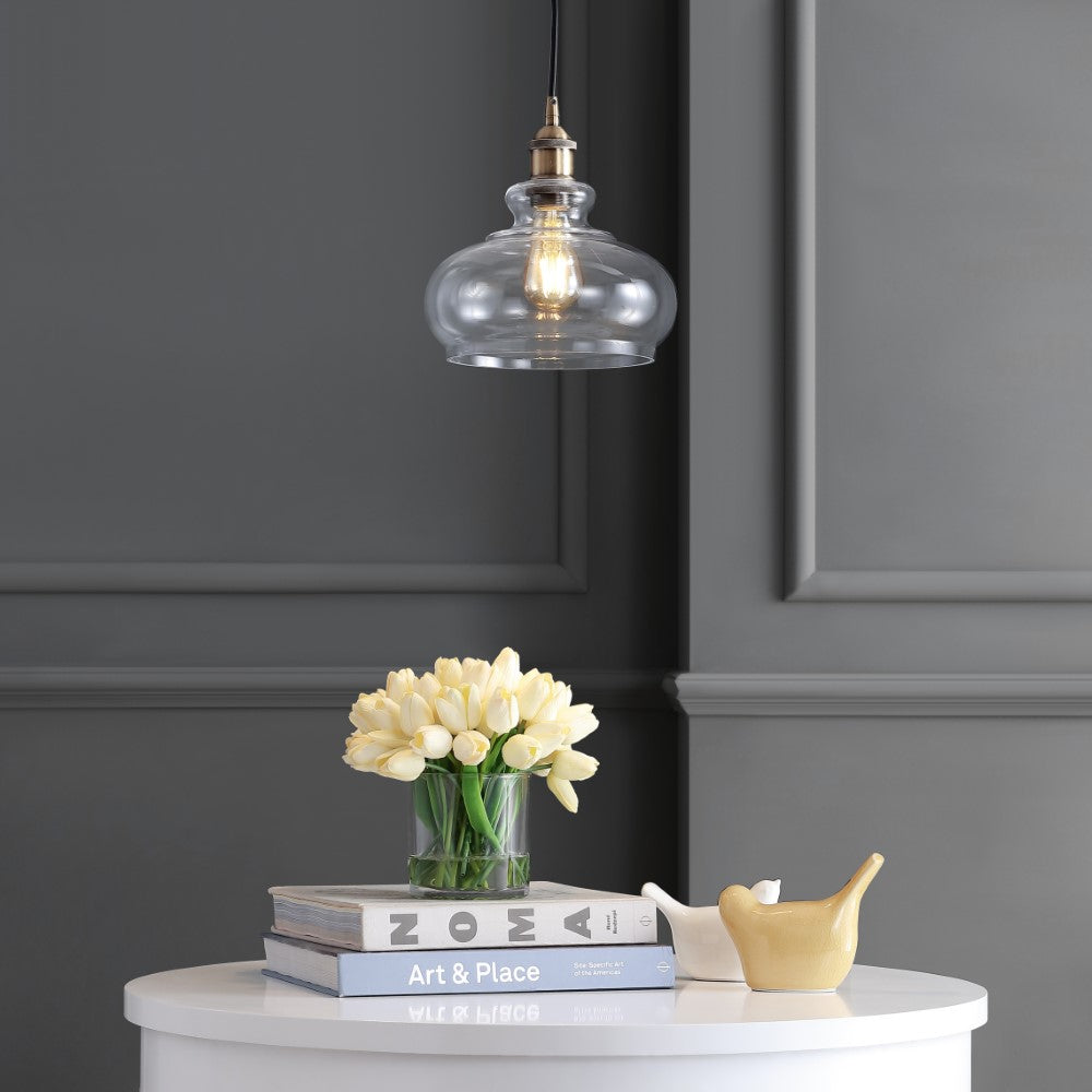 Bellflower Adjustable Drop Metal/Glass LED Pendant