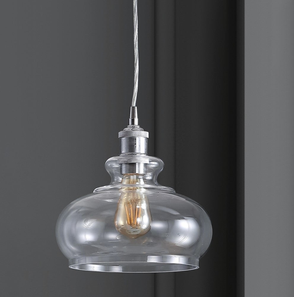 Bellflower Adjustable Drop Metal/Glass LED Pendant