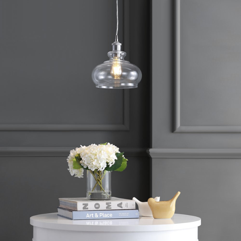 Bellflower Adjustable Drop Metal/Glass LED Pendant
