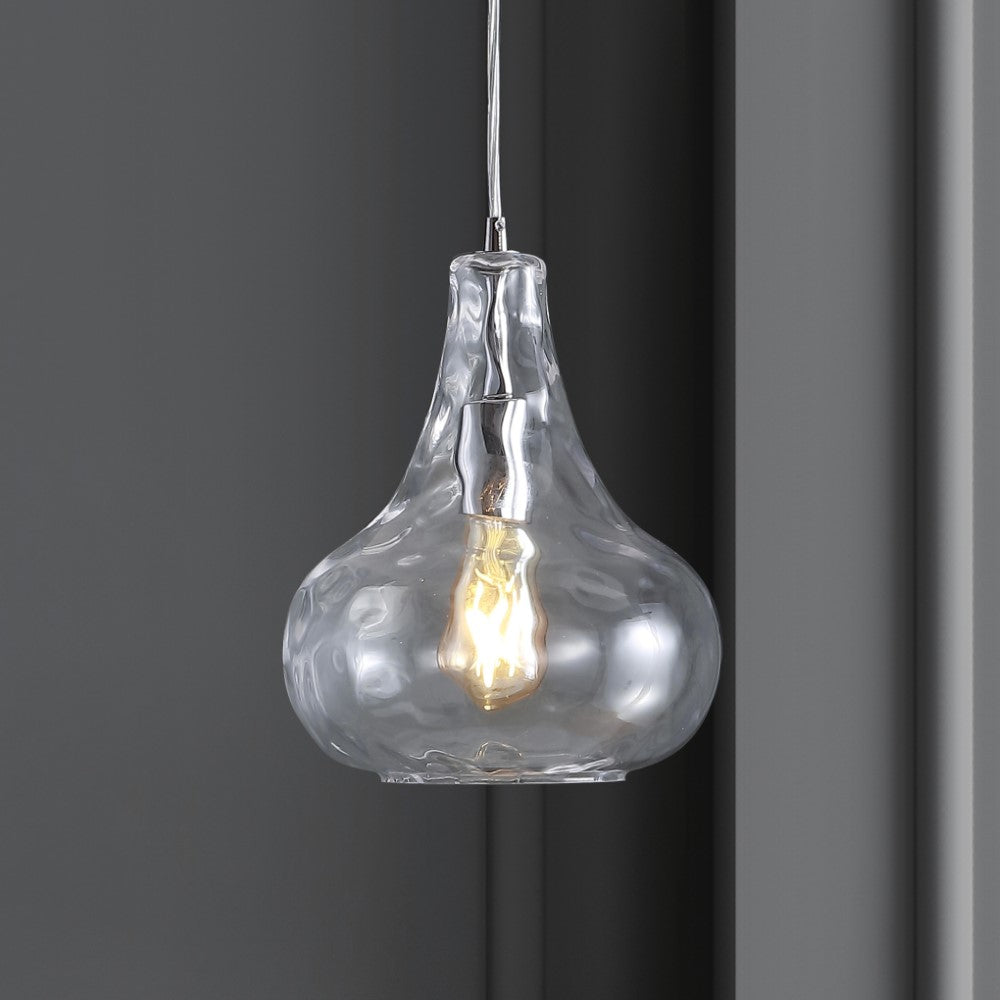 Raymy 9" Adjustable Metal/Glass LED Pendant