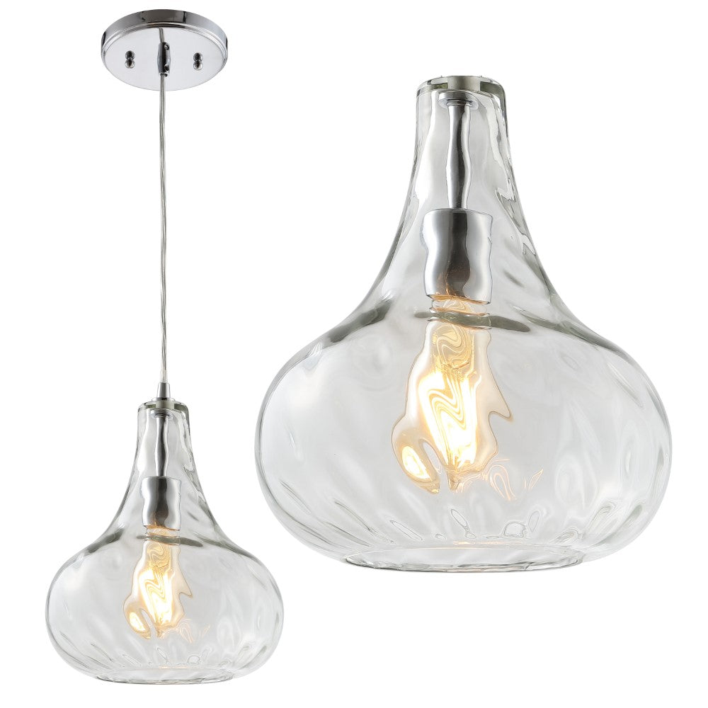 Raymy 9" Adjustable Metal/Glass LED Pendant