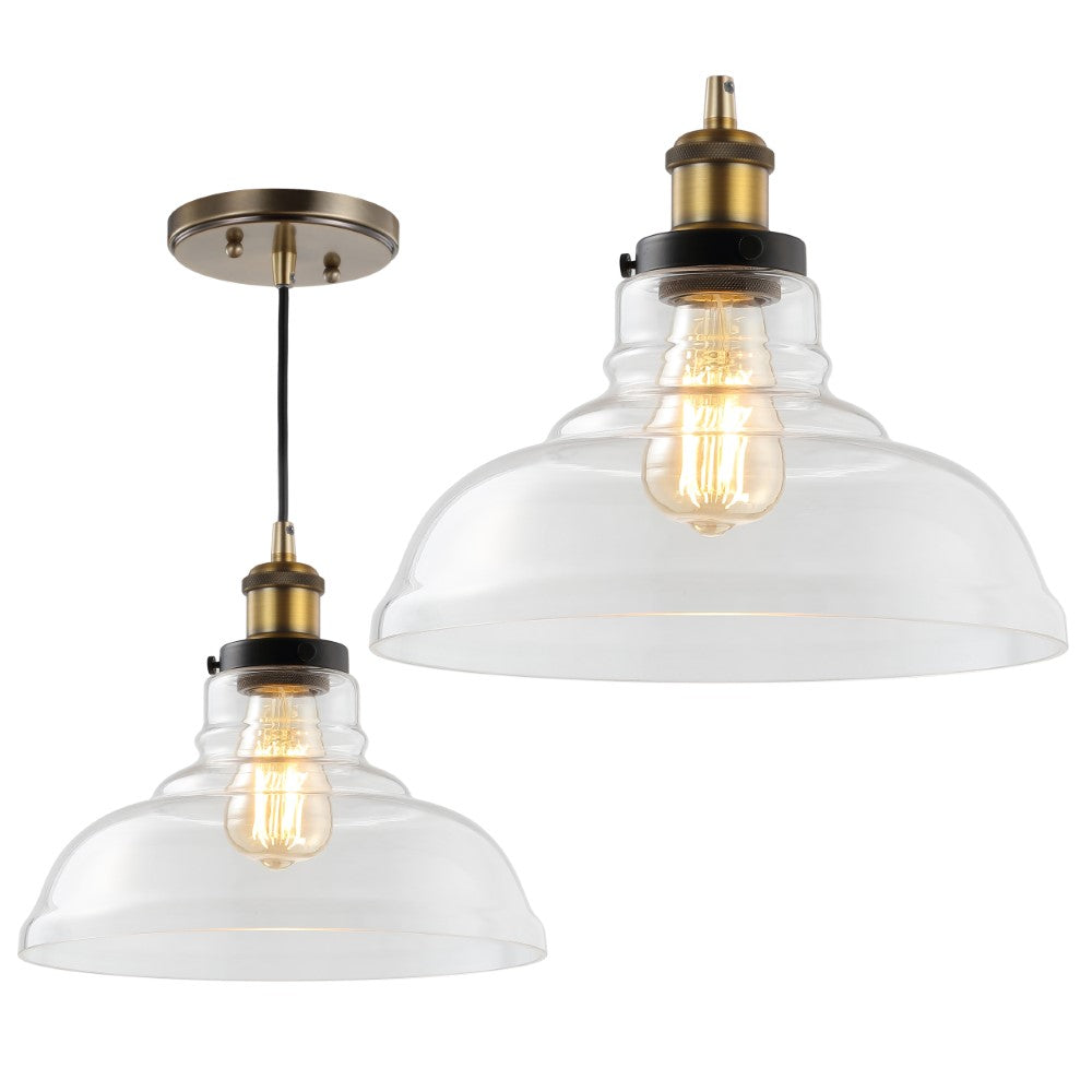 Sam 11" Farmhouse Metal/Glass LED Pendant
