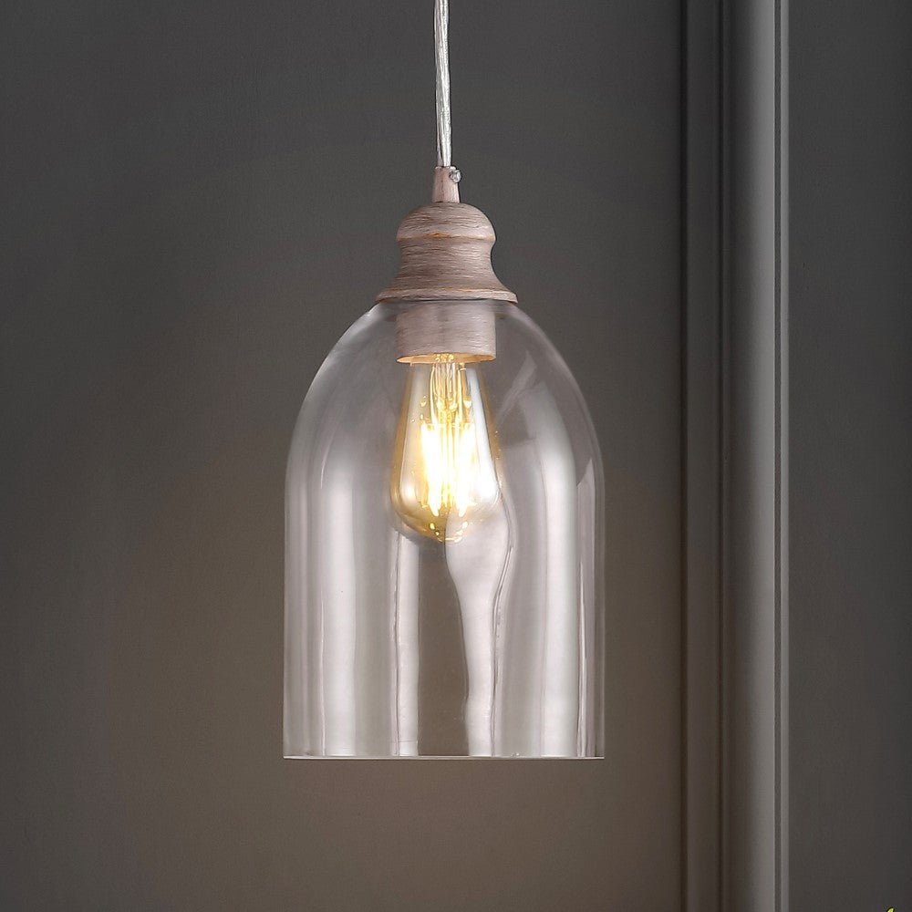 Kea 6.25" Adjustable Greige Glass LED Pendant
