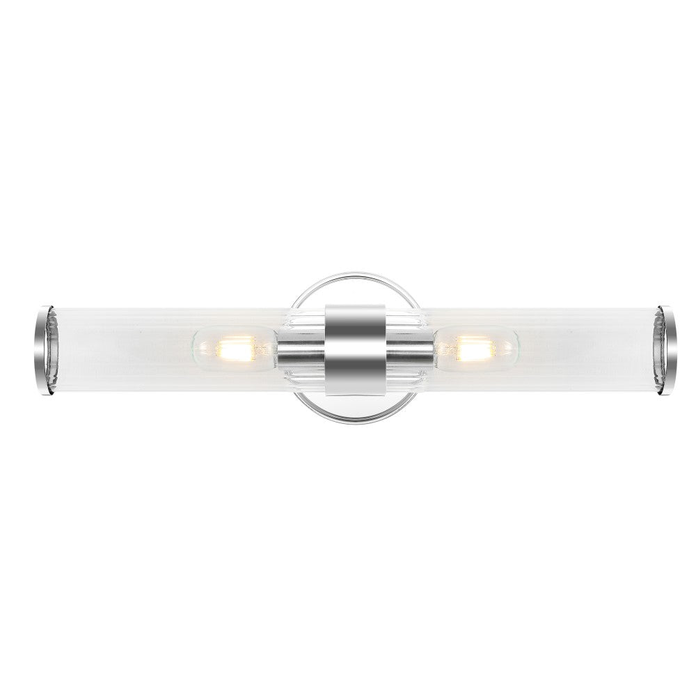 Ryan Tall Cylinder Iron/Striped Glass Modern Mid-Century LED Vanity