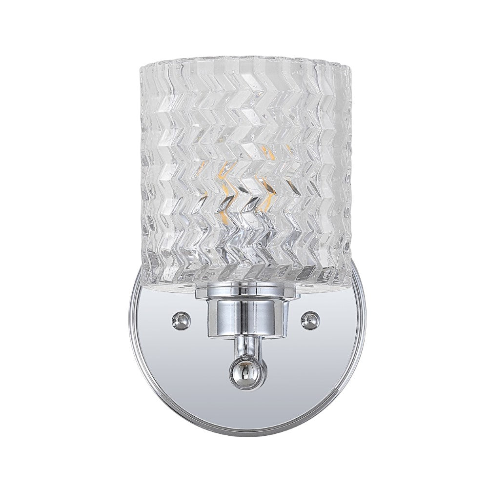 Mogami Iron/Chevron Pattern Glass Farmhouse Cottage LED Vanity Light