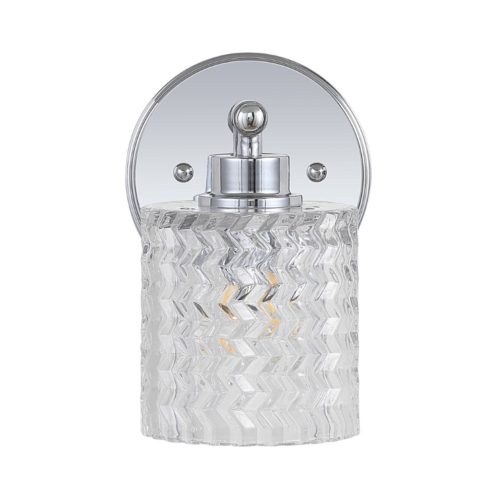 Mogami Iron/Chevron Pattern Glass Farmhouse Cottage LED Vanity Light