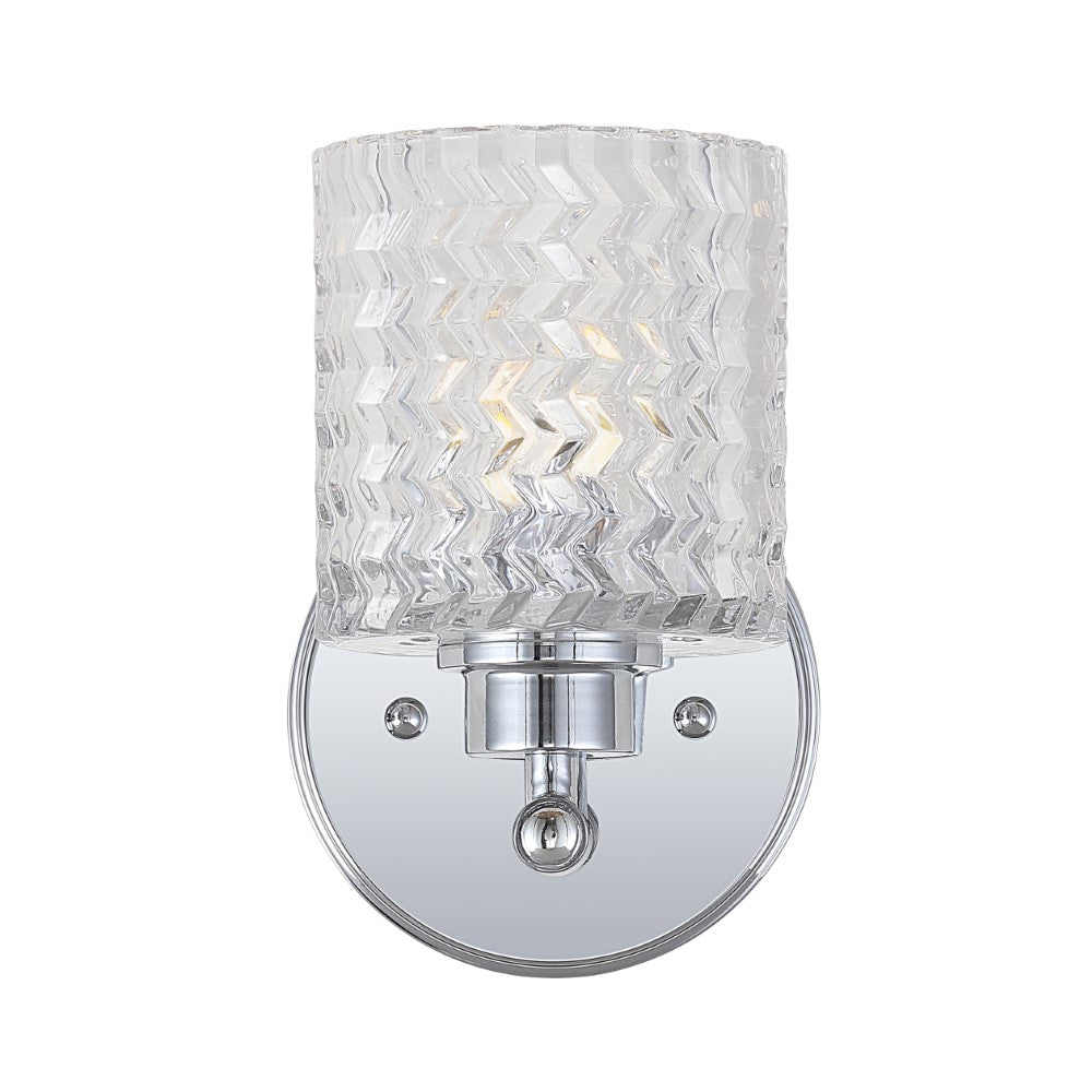 Mogami Iron/Chevron Pattern Glass Farmhouse Cottage LED Vanity Light