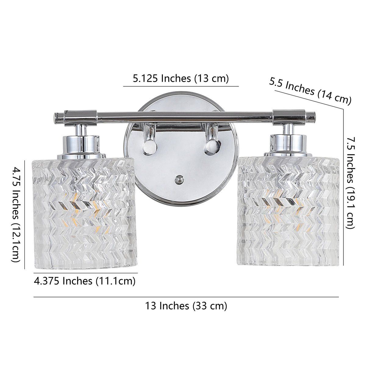 Mogami Iron/Chevron Pattern Glass Farmhouse Cottage LED Vanity Light