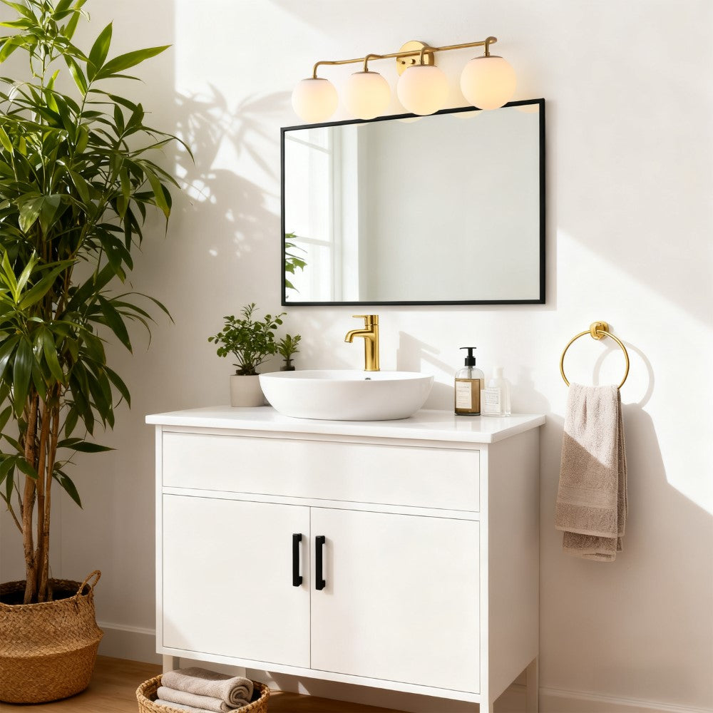 Vistora Parisian Globe 31" 4-Light Metal/Frosted Glass Modern Contemporary LED Vanity Light