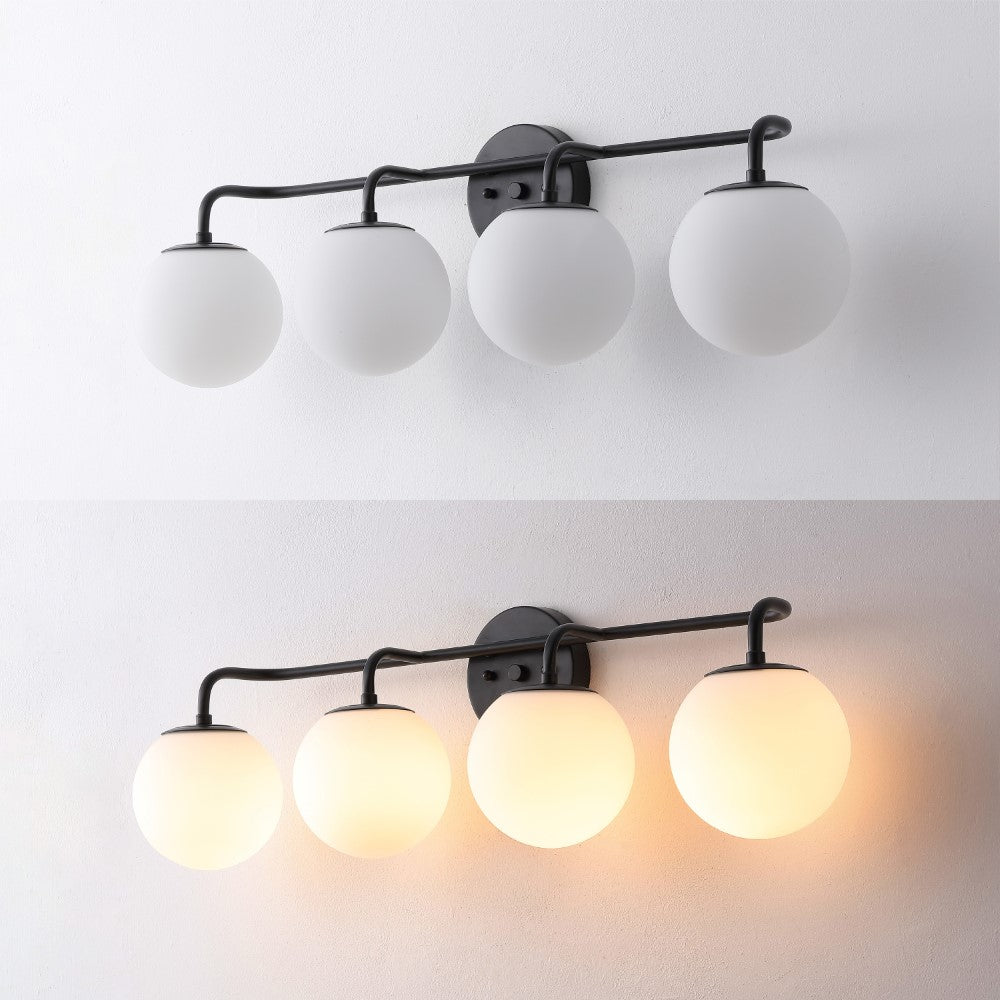 Vistora Parisian Globe 31" 4-Light Metal/Frosted Glass Modern Contemporary LED Vanity Light