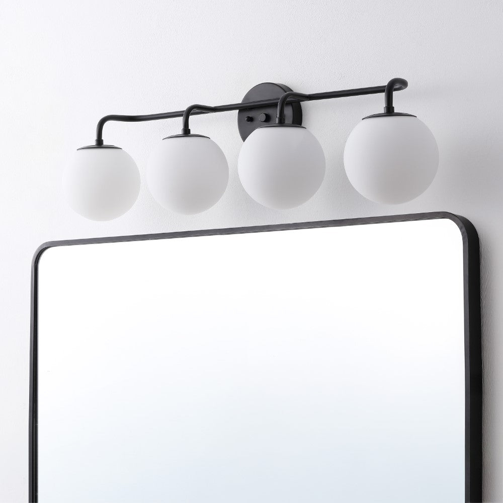 Vistora Parisian Globe 31" 4-Light Metal/Frosted Glass Modern Contemporary LED Vanity Light