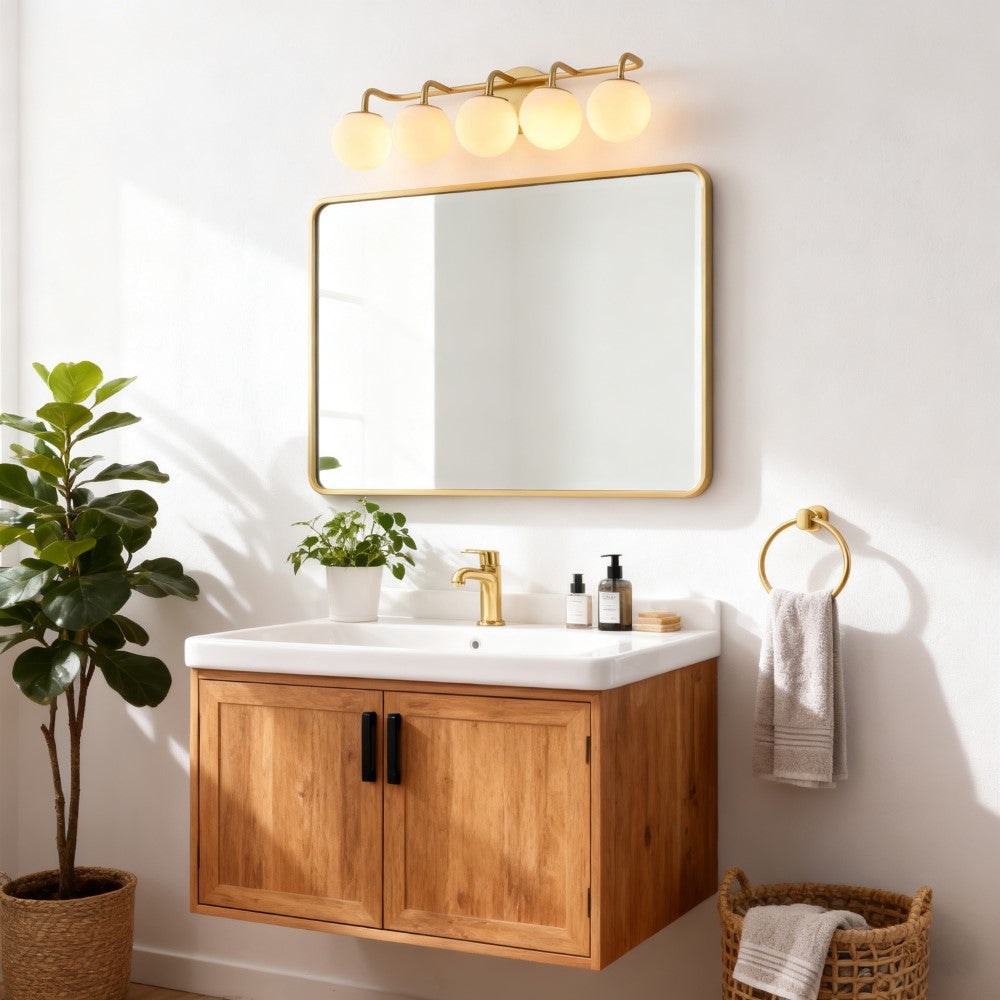 Vistora Parisian Globe 31" 4-Light Metal/Frosted Glass Modern Contemporary LED Vanity Light