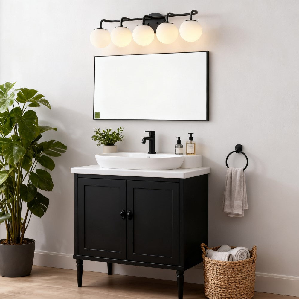 Vistora Parisian Globe 31" 4-Light Metal/Frosted Glass Modern Contemporary LED Vanity Light