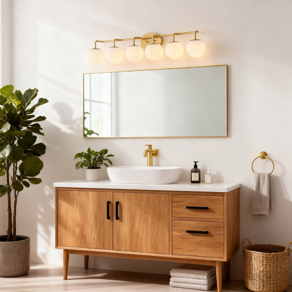 Vistora Parisian Globe 31" 4-Light Metal/Frosted Glass Modern Contemporary LED Vanity Light
