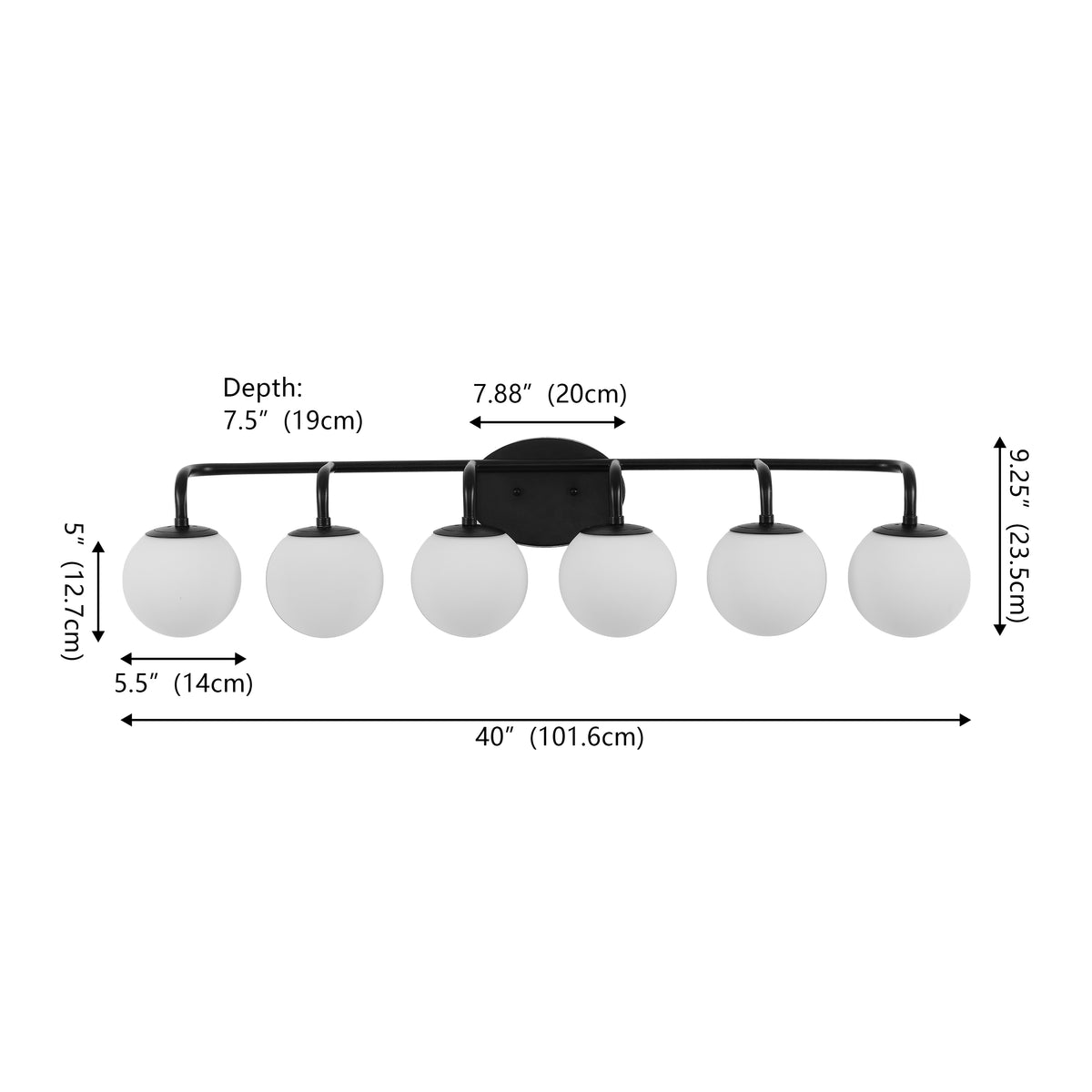 Vistora Parisian Globe 31" 4-Light Metal/Frosted Glass Modern Contemporary LED Vanity Light