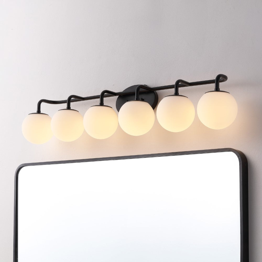 Vistora Parisian Globe 31" 4-Light Metal/Frosted Glass Modern Contemporary LED Vanity Light