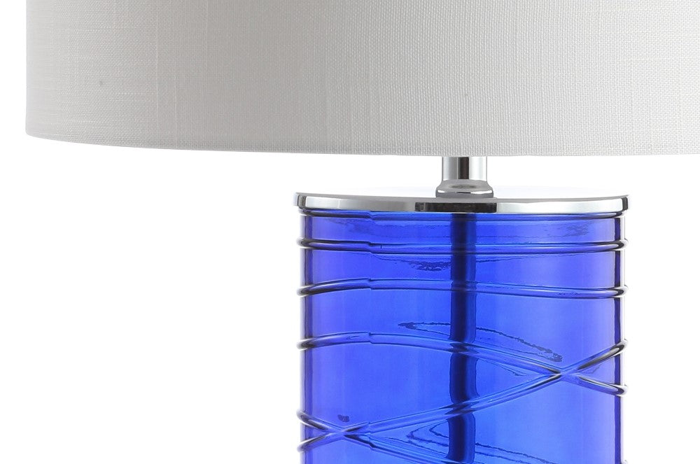 Olive 27.5" Modern Fused Glass Cylinder LED Table Lamp, Set of 2