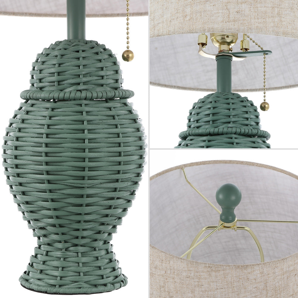 Tasha Wicker 20.5" Bohemian Rustic Iron LED Table Lamp Set 2