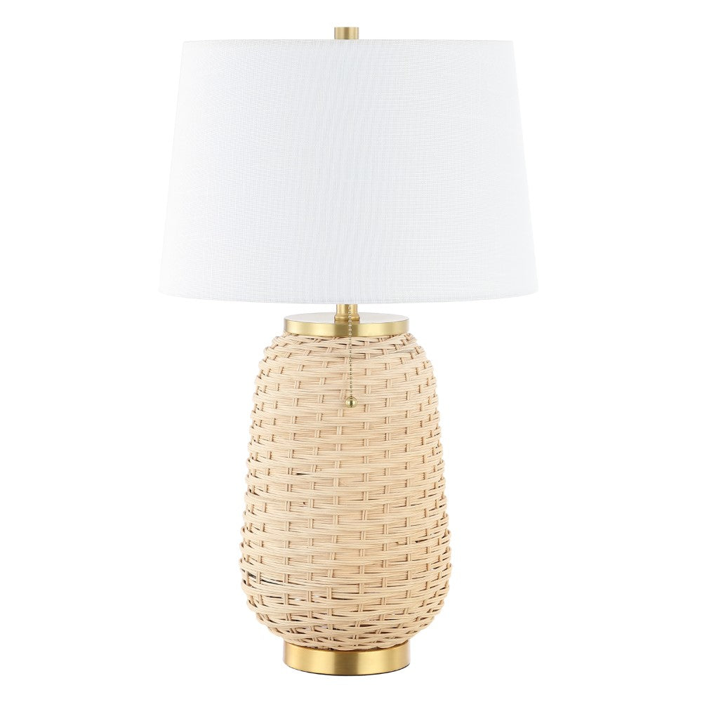 Alese 25" Rustic Bohemian Iron/Rattan LED Table Lamp with Pull-Chain