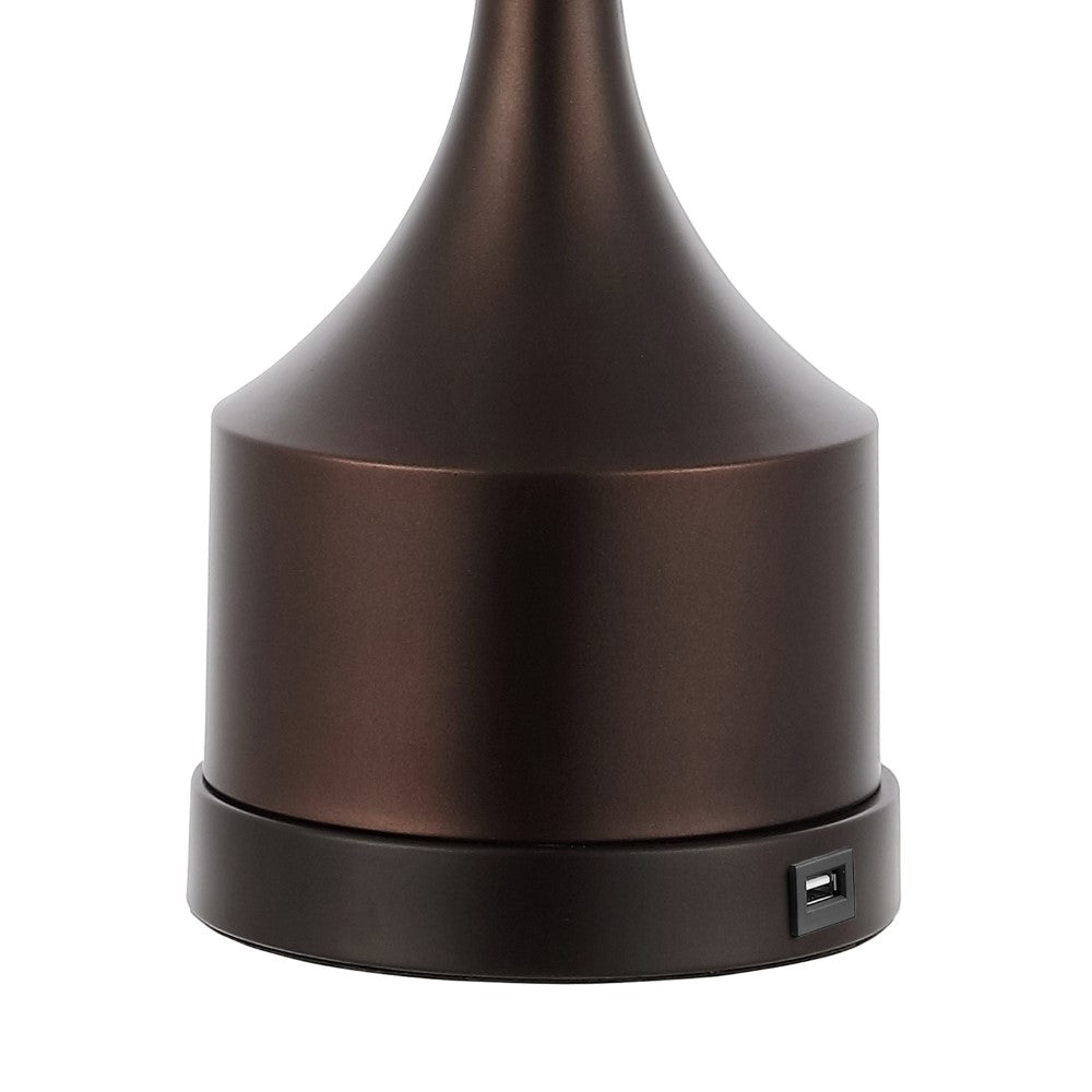 David 26" Classic French Country Iron LED Table Lamp with USB Charging Port Set 2