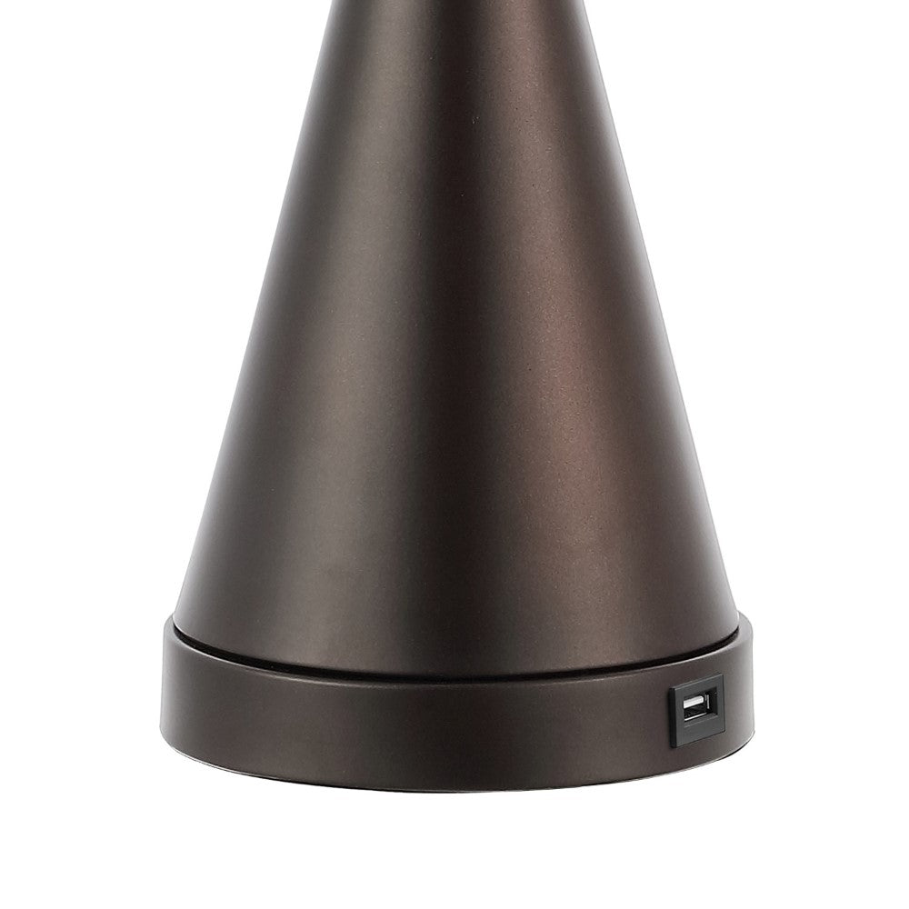 Geoff Brushed 26" Classic French Country Iron LED Table Lamp with USB Charging Port Set 2