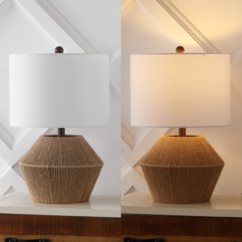 Uma 21.75" Coastal Rustic Iron/Rope LED Table Lamp