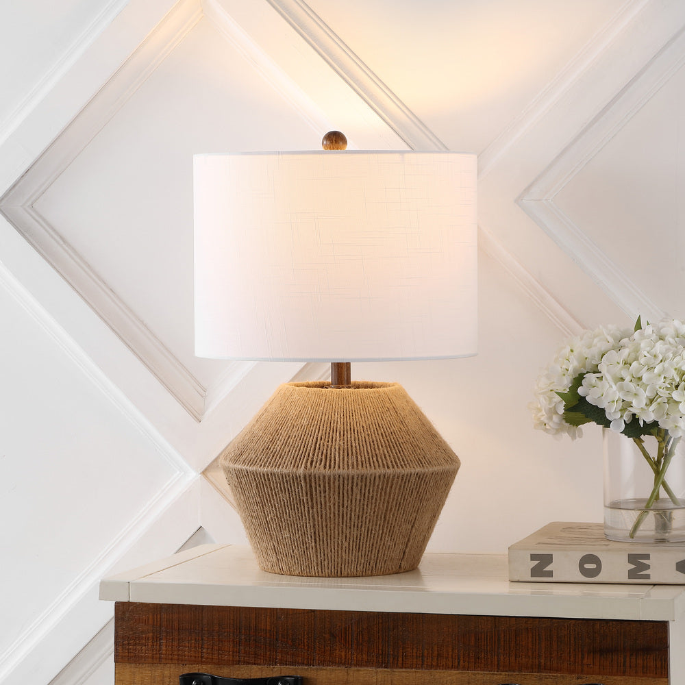 Uma 21.75" Coastal Rustic Iron/Rope LED Table Lamp
