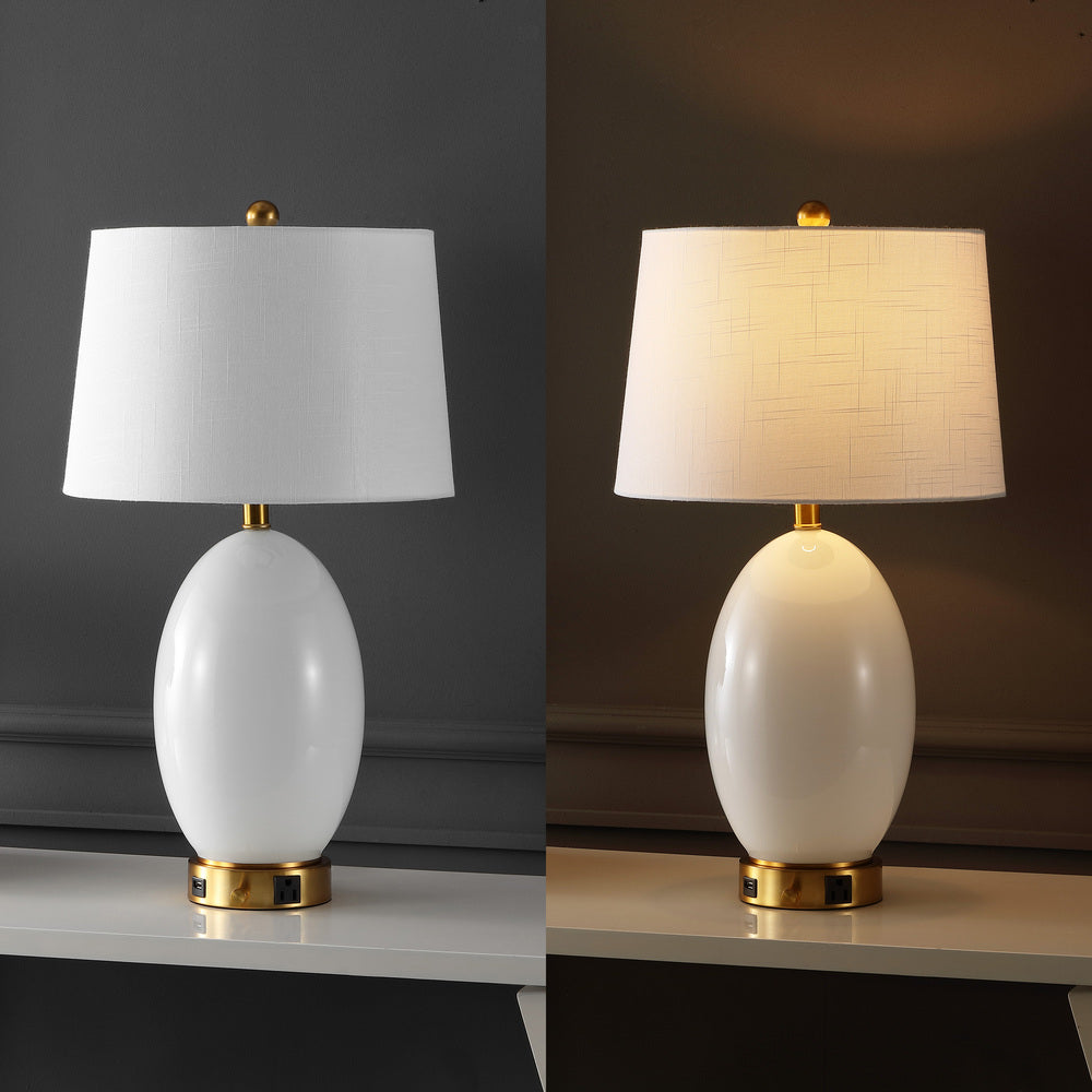 Georgetown Contemporary Style Iron/Glass LED Table Lamp with USB Charging Port