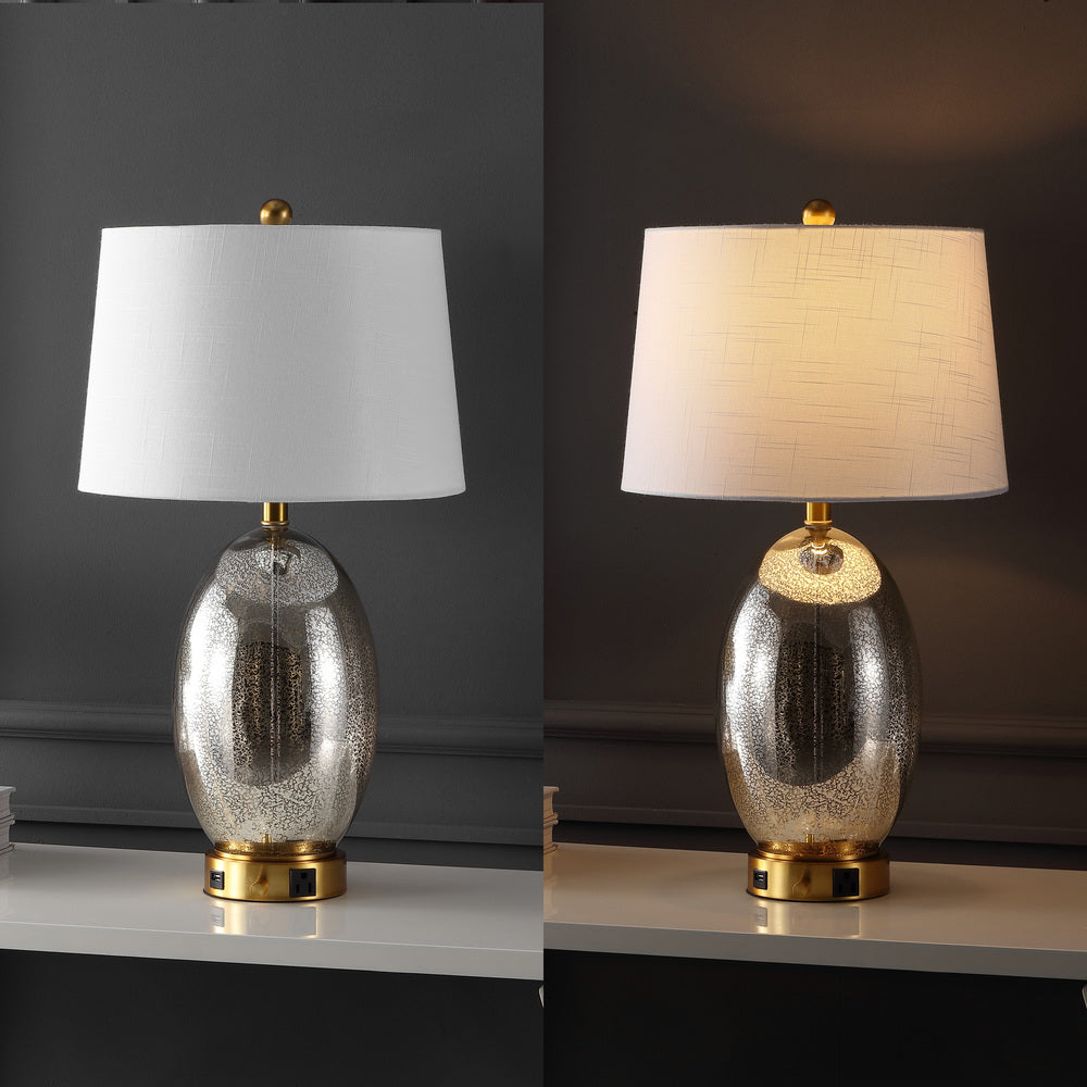 Georgetown Contemporary Style Iron/Glass LED Table Lamp with USB Charging Port