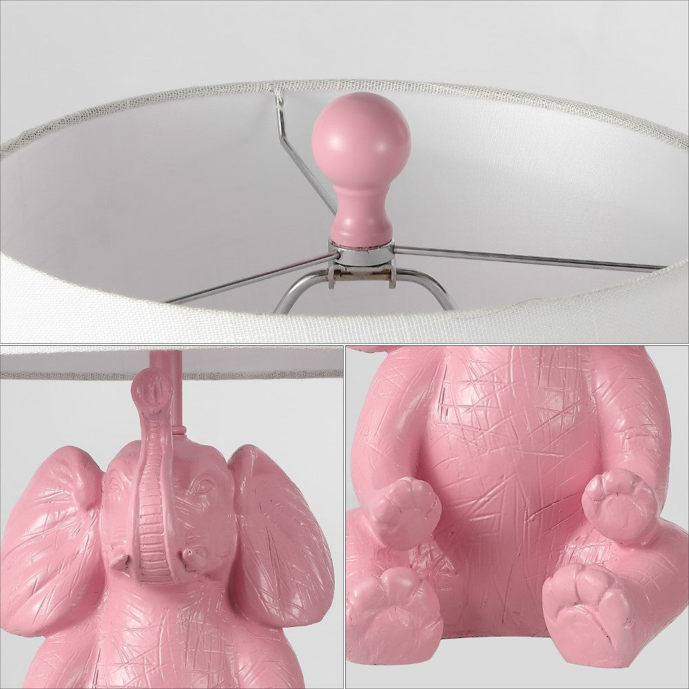 Crestview 21" Modern Shabby Chic Resin/Iron Happy Elephant LED Kids' Table Lamp with Phone Stand