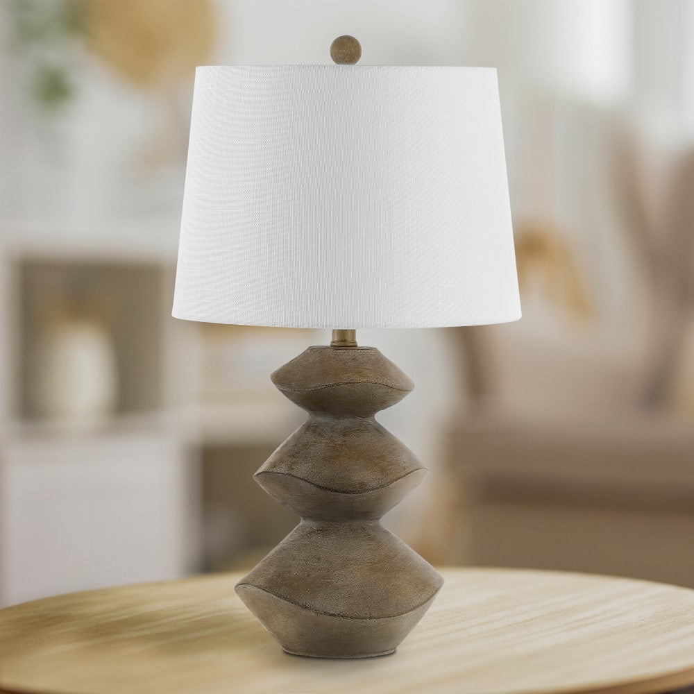 Rust Minimalist Coastal Resin/Iron 3-Stack Cairn LED Table Lamp