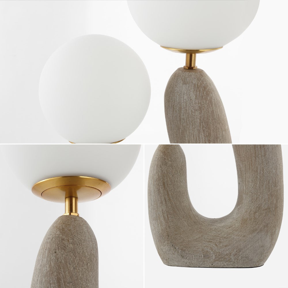 Luna 18" 2-Light Mid-Century Scandinavian Resin/Iron/Frosted Glass Cactus LED Table Lamp