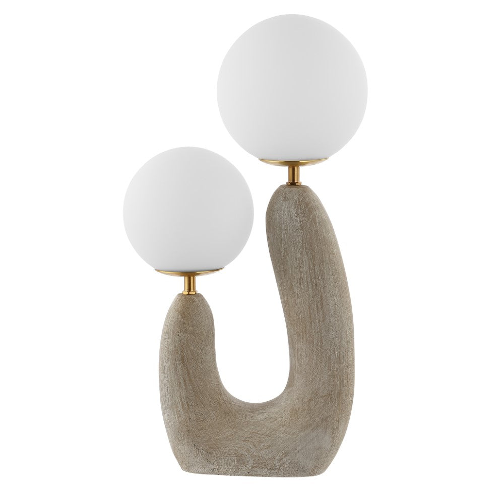 Luna 18" 2-Light Mid-Century Scandinavian Resin/Iron/Frosted Glass Cactus LED Table Lamp