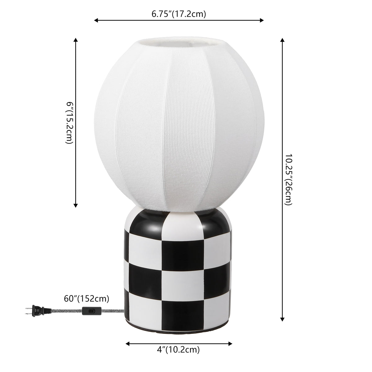 Valarie 10.25" Contemporary Modern Checkerboard Ceramic with Ribbed Cocoon Globe Shade LED Mini Table Lamp