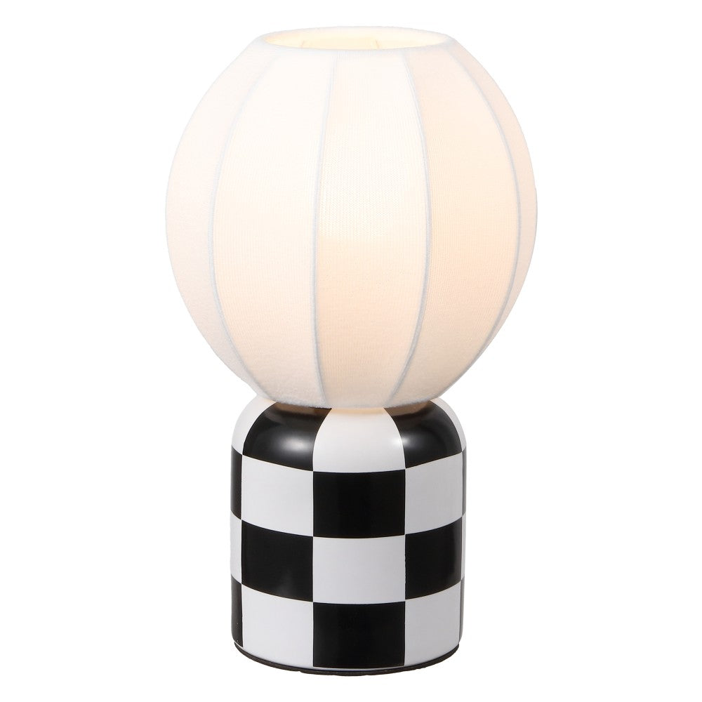 Valarie 10.25" Contemporary Modern Checkerboard Ceramic with Ribbed Cocoon Globe Shade LED Mini Table Lamp