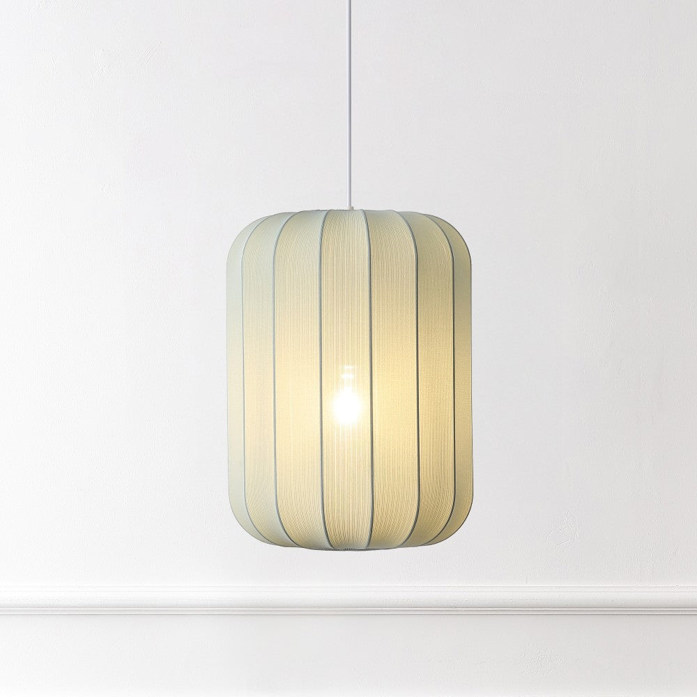 Aurelia 13.75" 1-Light Scandinavian Japandi Adjustable Lantern Metal with Ribbed Cocoon Capsule Shade LED Pendant