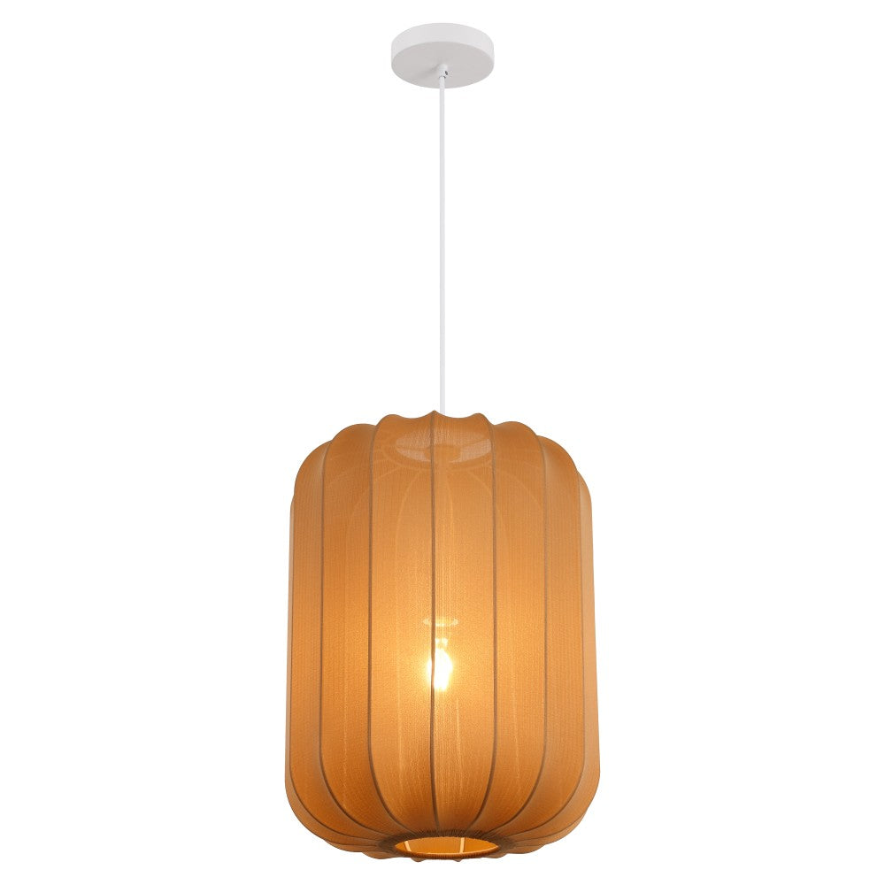 Aurelia 13.75" 1-Light Scandinavian Japandi Adjustable Lantern Metal with Ribbed Cocoon Capsule Shade LED Pendant