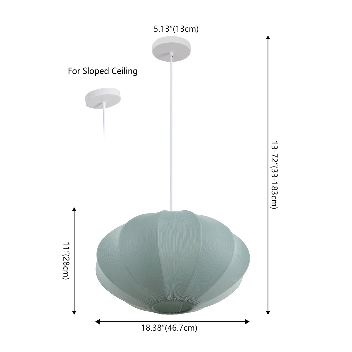 Kira 18.38" 1-Light Scandinavian Japandi Adjustable Lantern Metal with Ribbed Cocoon UFO Saucer Shade LED Pendant