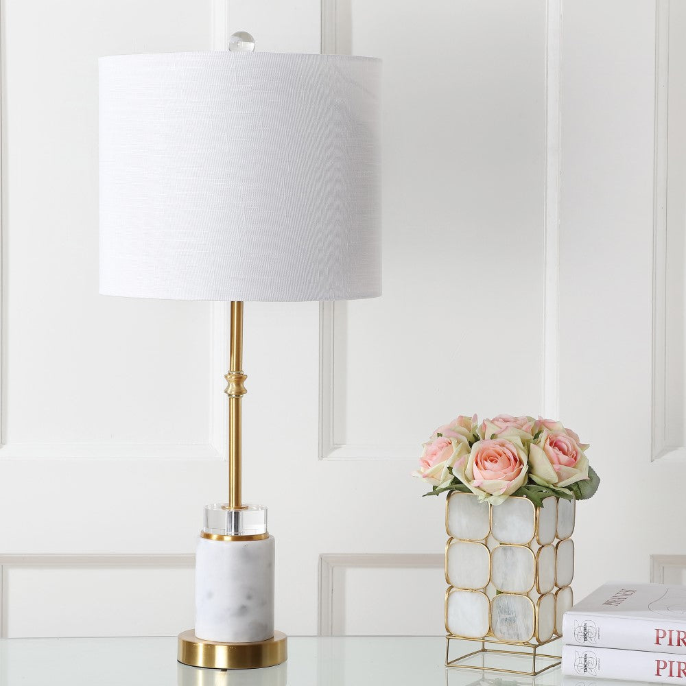 Saul 27" Marble/Crystal LED Table Lamp, Set of 2
