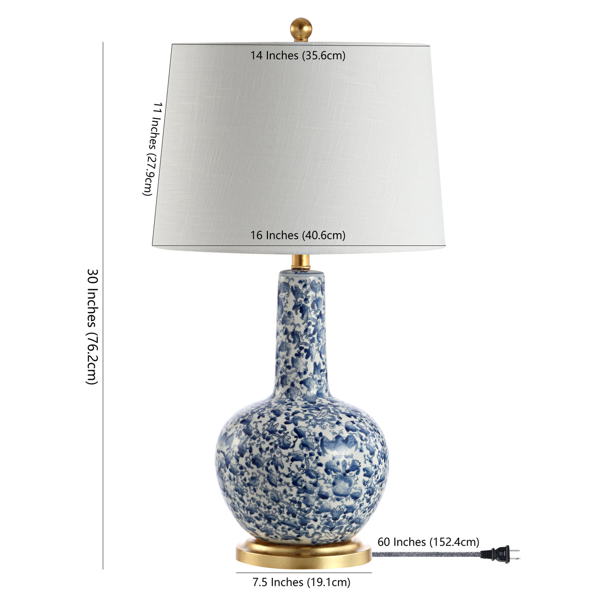 Kinman 30" Ceramic/Iron Classic Cottage LED Table Lamp