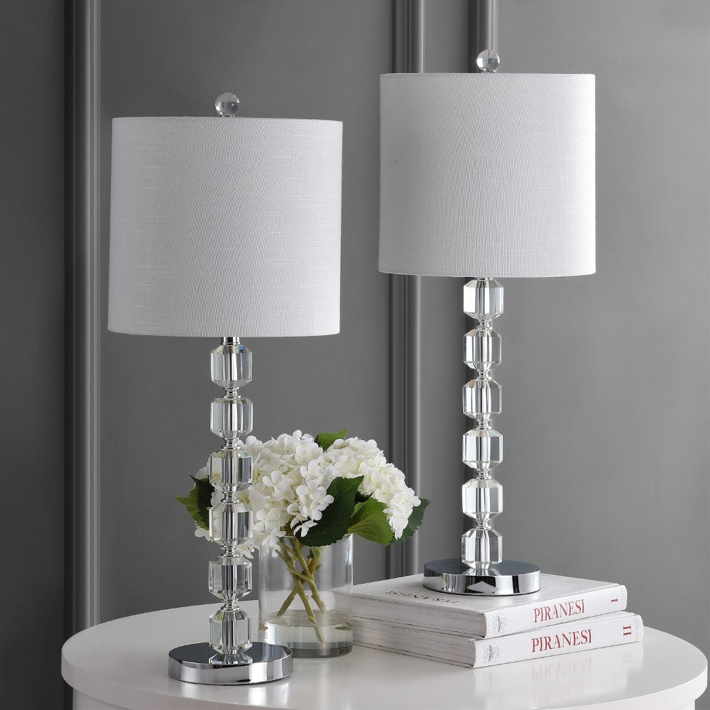 Cockatoo 27.5" Modern Stacked Crystal/Metal LED Table Lamp Set 2