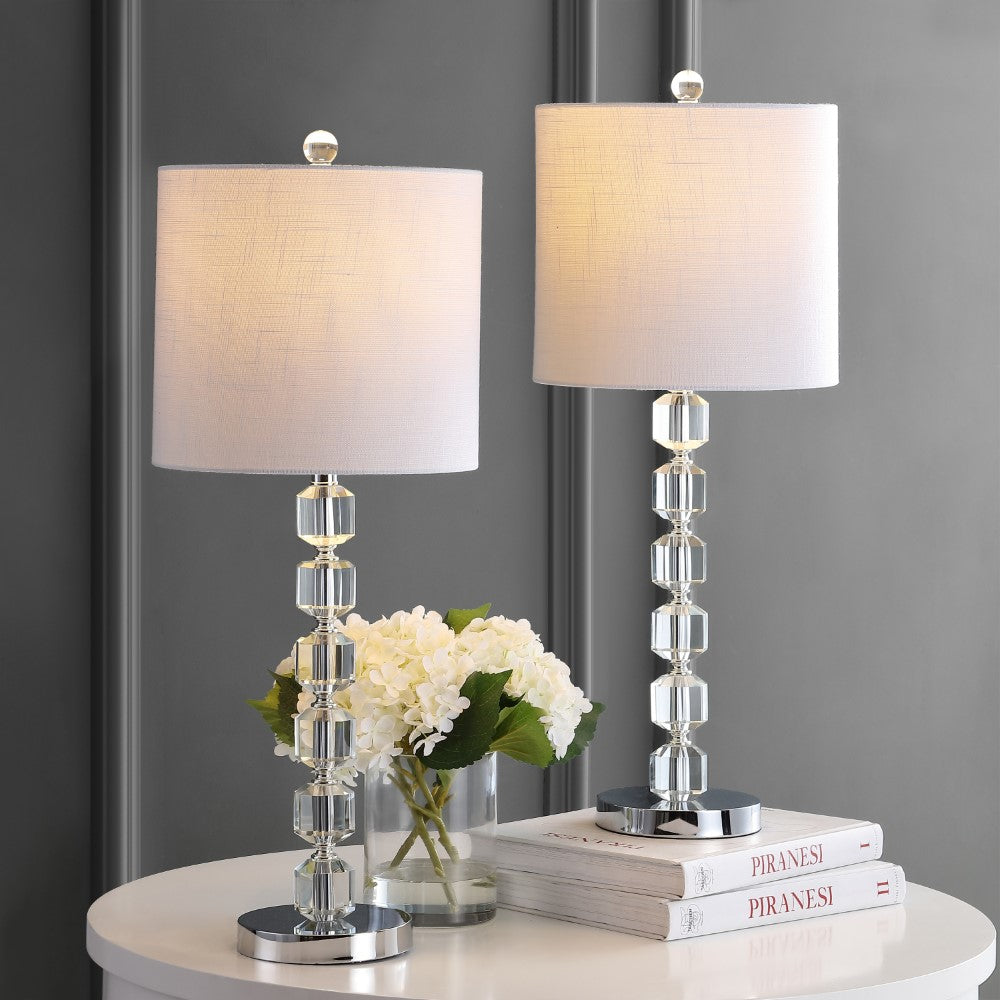 Cockatoo 27.5" Modern Stacked Crystal/Metal LED Table Lamp Set 2