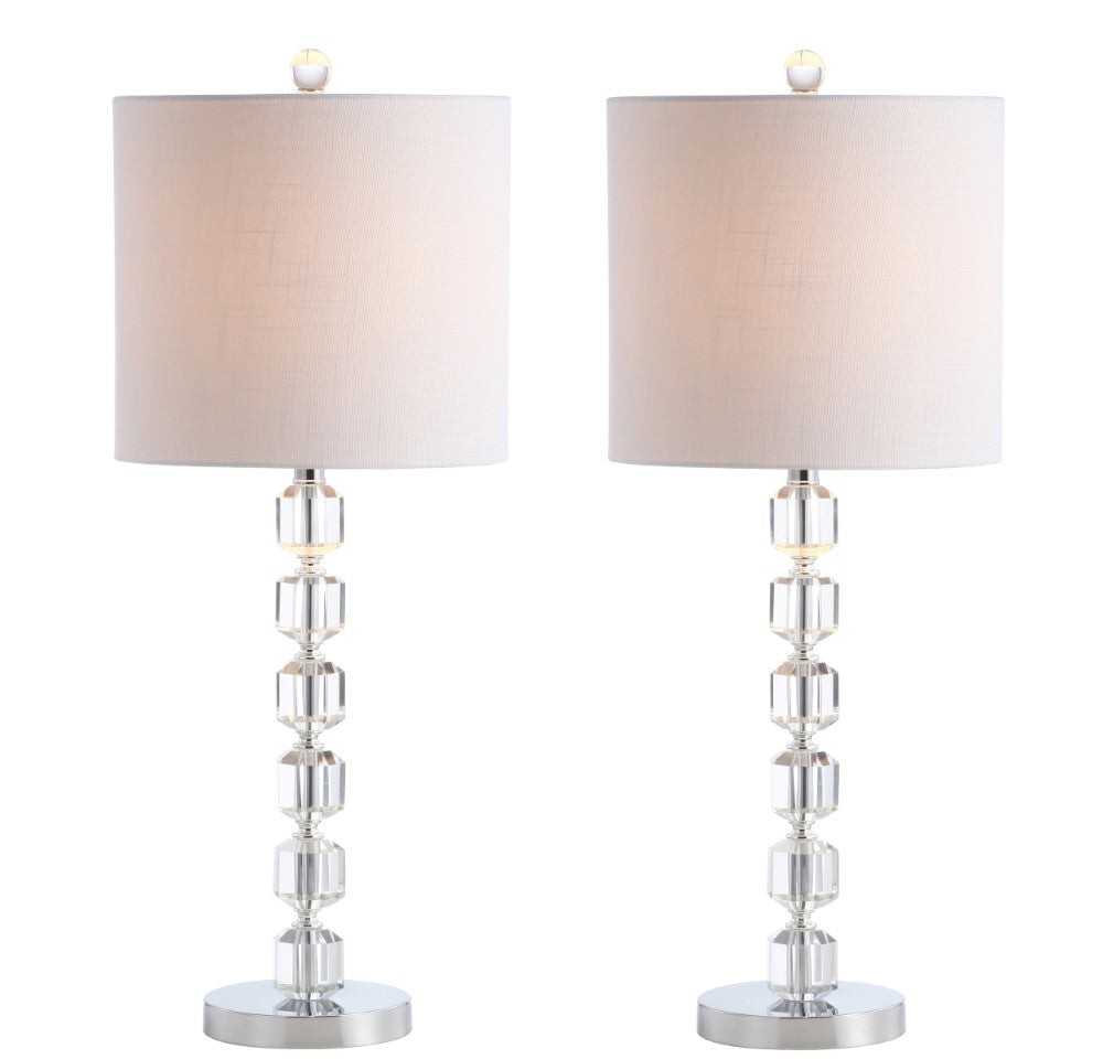 Cockatoo 27.5" Modern Stacked Crystal/Metal LED Table Lamp Set 2