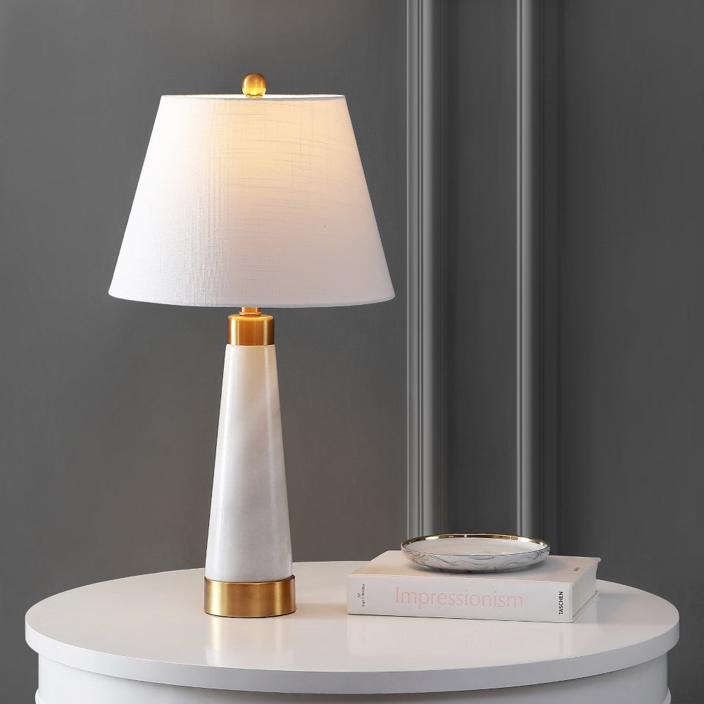 Doyle 26.5" Marble/Iron Gold Modern Column LED Table Lamp Set 2