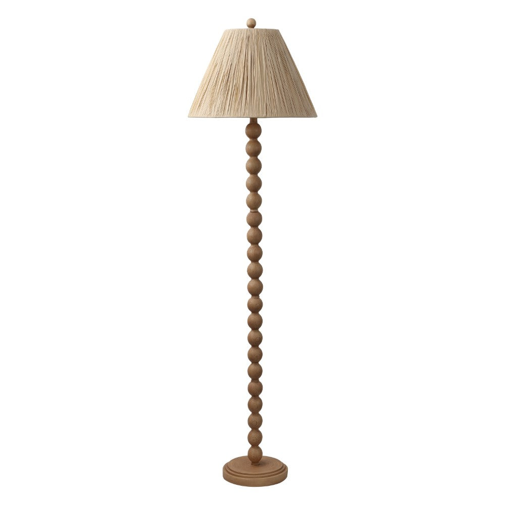 Siera 61.5" Modern Rustic Bobbin Pleated Paper Shade/Resin LED Floor Lamp